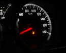 The car dashboard with a speedometer